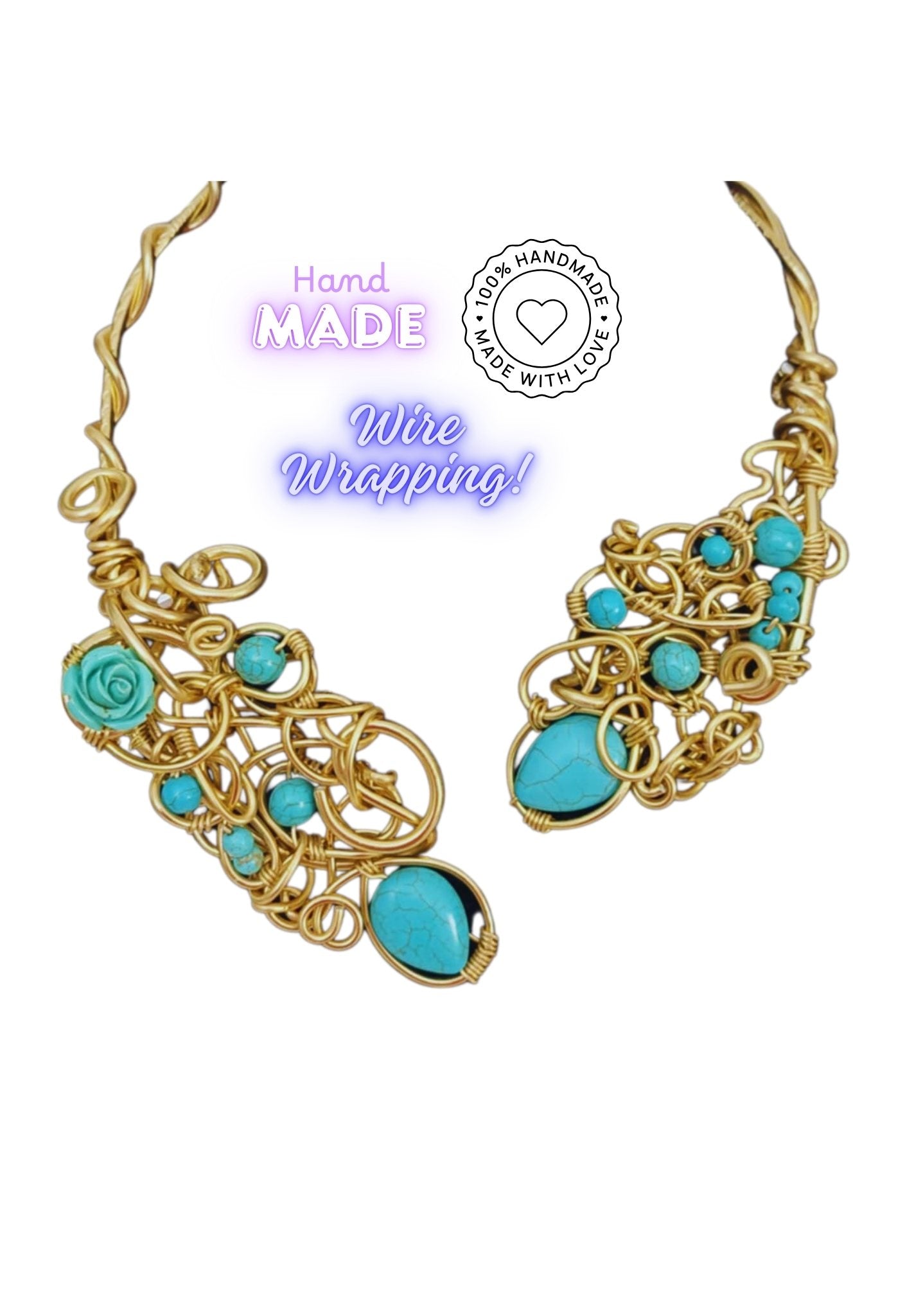 Collana Energetica💙Artigianale "Onda Celeste"💙 - Tecnica Wire Wrapping 💙