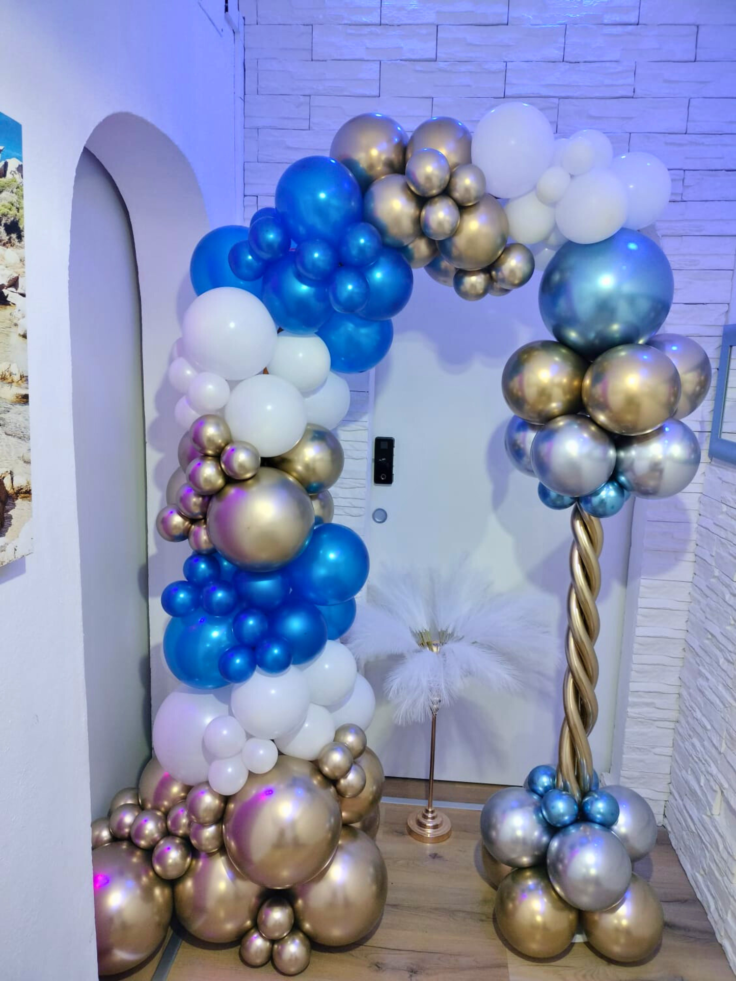 Composizione Doppia di Palloncini Cromati – Ghirlanda + Colonna di Lusso