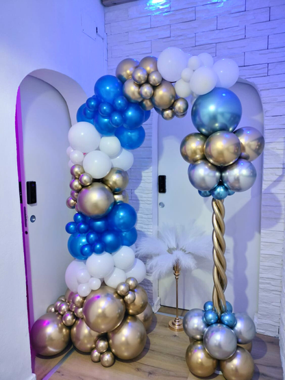 Composizione Doppia di Palloncini Cromati – Ghirlanda + Colonna di Lusso