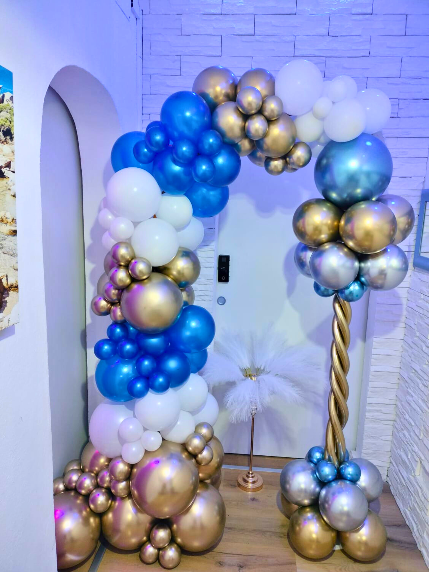 Composizione Doppia di Palloncini Cromati – Ghirlanda + Colonna di Lusso