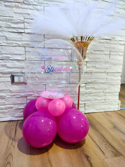 CentroTavola con Bubble Trasparente Riempito di piume/coriandoli