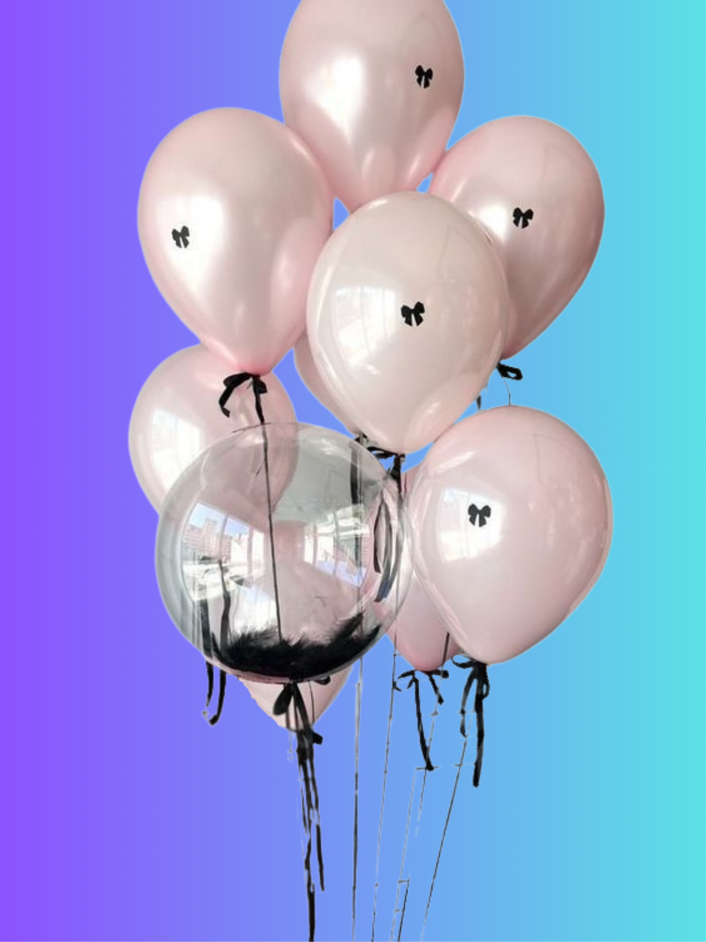 Bouquet da Nr. 3 Palloncini Premium Gonfiati a Elio Con Nastrino e Pesetto