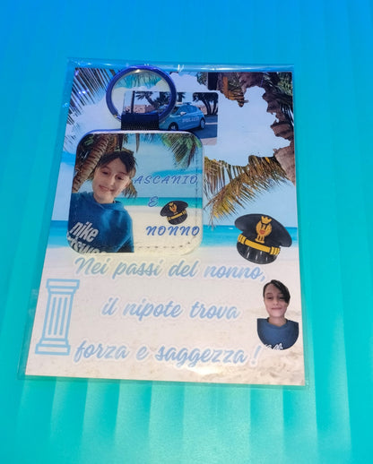 Portachiavi in Elegante Ecopelle Bianco Con Foto e Dedica