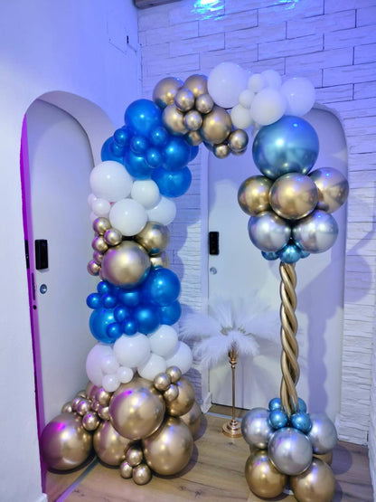 Composizione Doppia di Palloncini Cromati – Ghirlanda + Colonna di Lusso